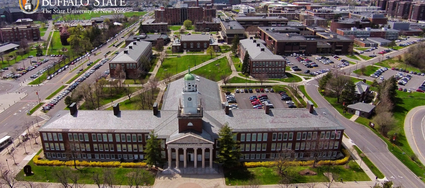 aerial view of rockwell hall 